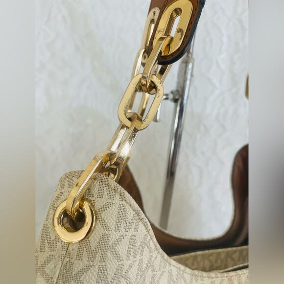 MICHAEL KORS Vanilla crossgrain leather hobo chain shoulder bag - Picture 5 of 9